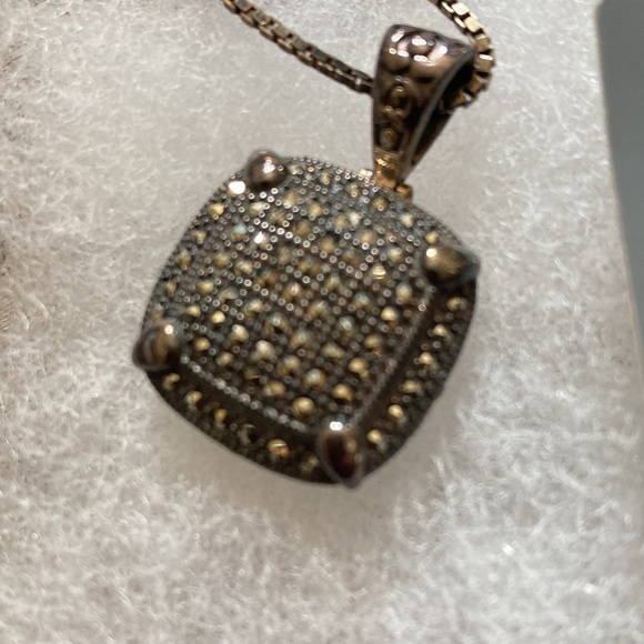 Vintage Swarovski Mercasite studded Pendant on Marc Sterling Silver Necklace - Picture 4 of 10